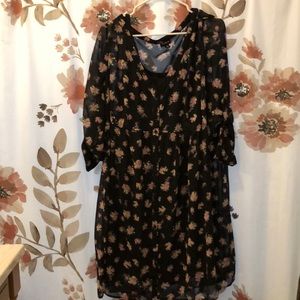 Torrid size 2 black sheer floral print dress